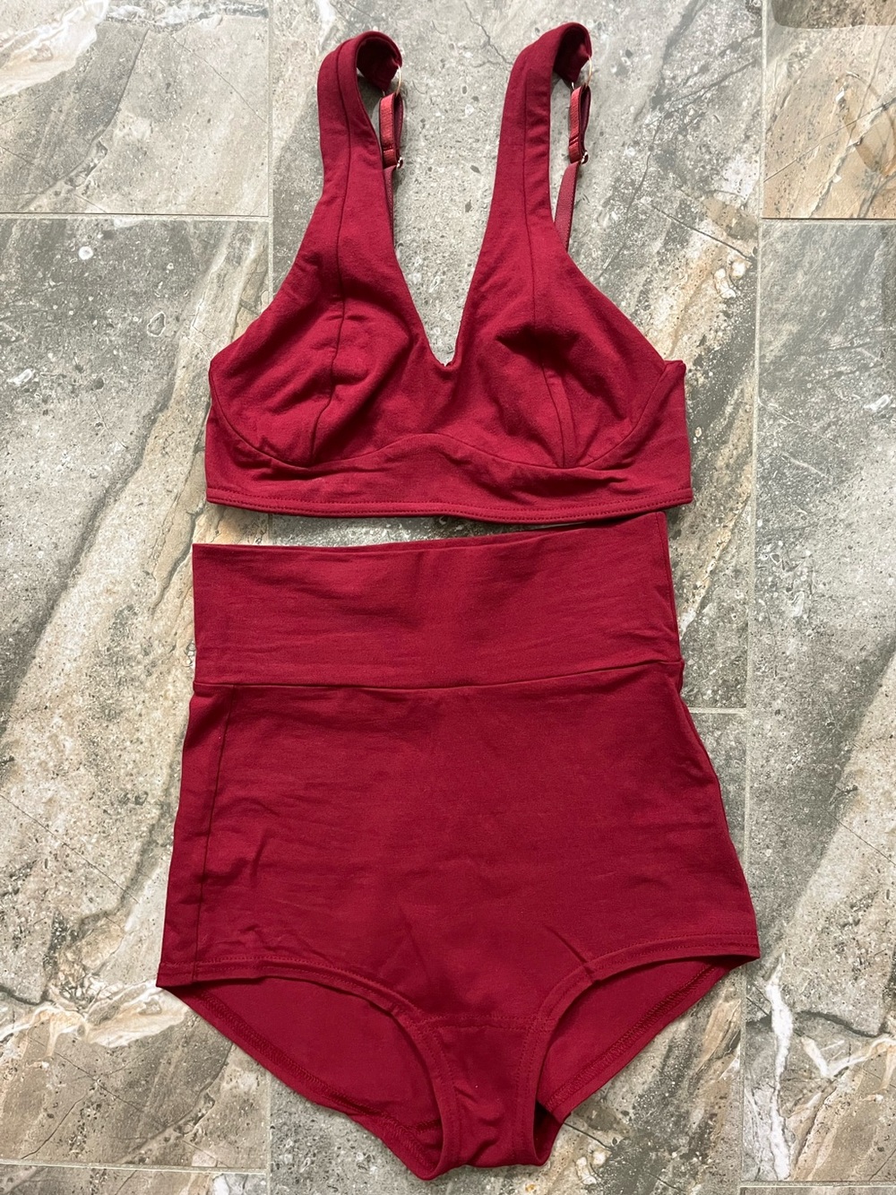 NWOT Hanna Broer COLETTE BRALETTE & EMPIRE WAIST PANTY | Ruby Red